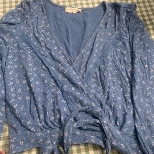 Lucky Brand Sky Blue Wrap Blouse